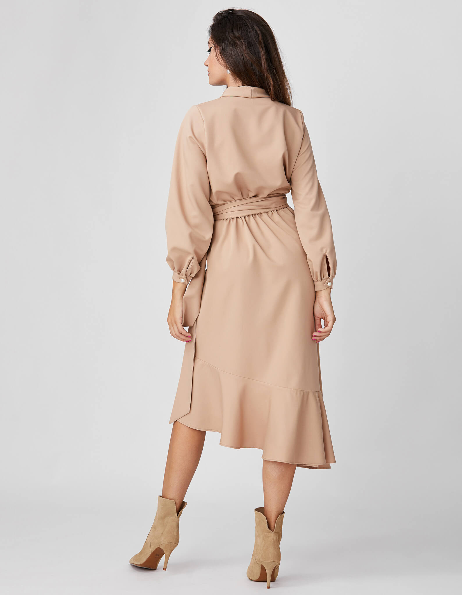Rochie din stofa camel MEDINA 